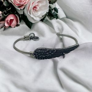 Luca + Danni Bracelet Angel Wing Cuff bangle Feather Faith Journey Statement